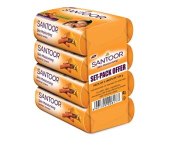 Santoor Sandal and Turmeric Soap (Pack of 4 soaps 100g each)