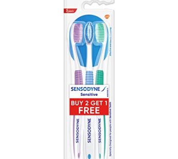 Sensodyne Toothbrush: Sensitive tooth brush with soft rounded bristles, 3 pieces